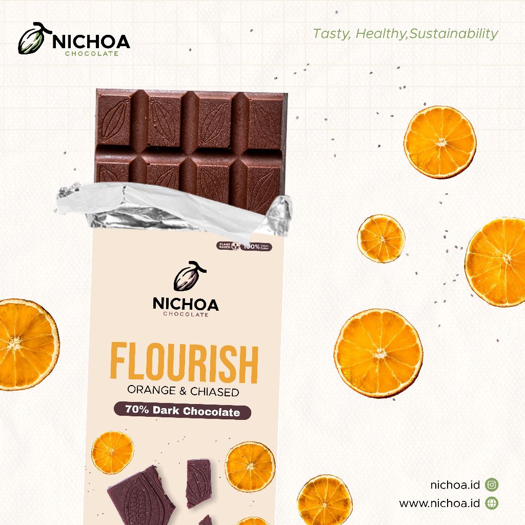 

Nichoa - Flourish (Orange Chiassed) 60% Dark Chocolate