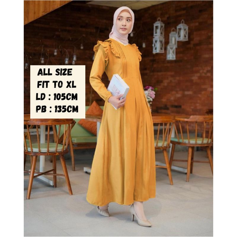 Gamis Wanita Syar'i Remaja Muslimah Model Ruffle Kekinian Polos Simple