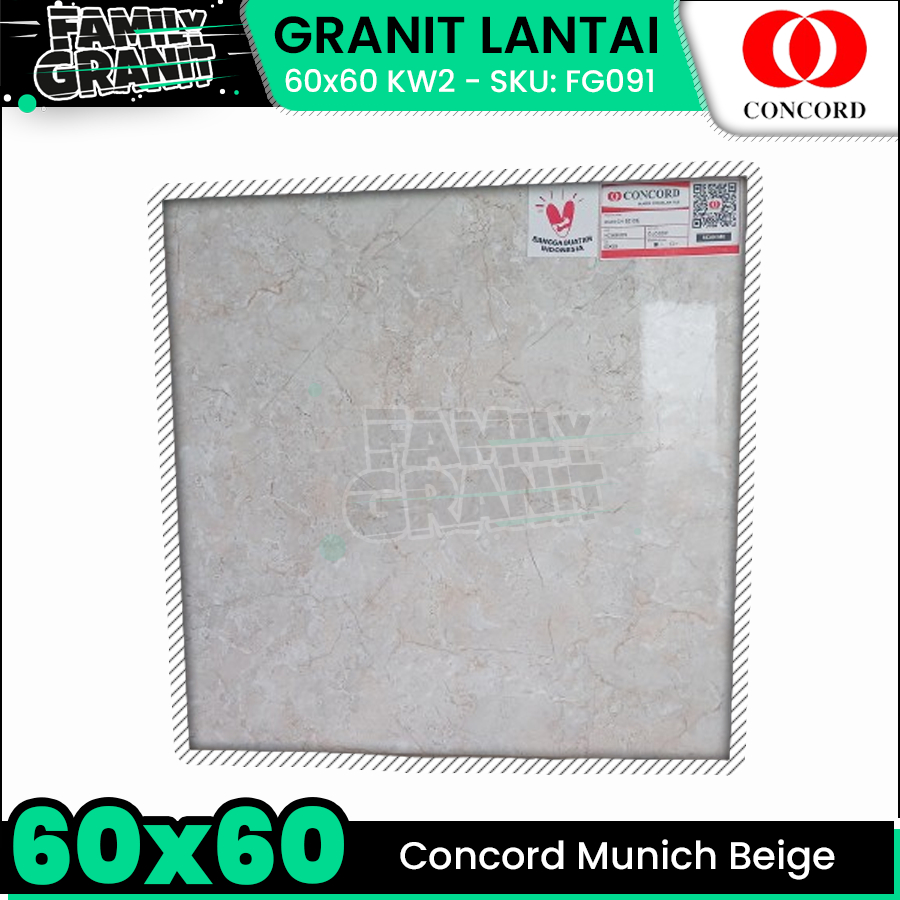Granit Lantai 60x60 Concord Munich Beige Motif Marmer Glossy