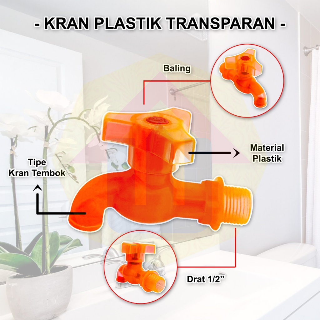 KRAN TEMBOK PLASTIK WARNA 1/2 INCH - KRAN TEMBOK BALING KRAN PVC AWET