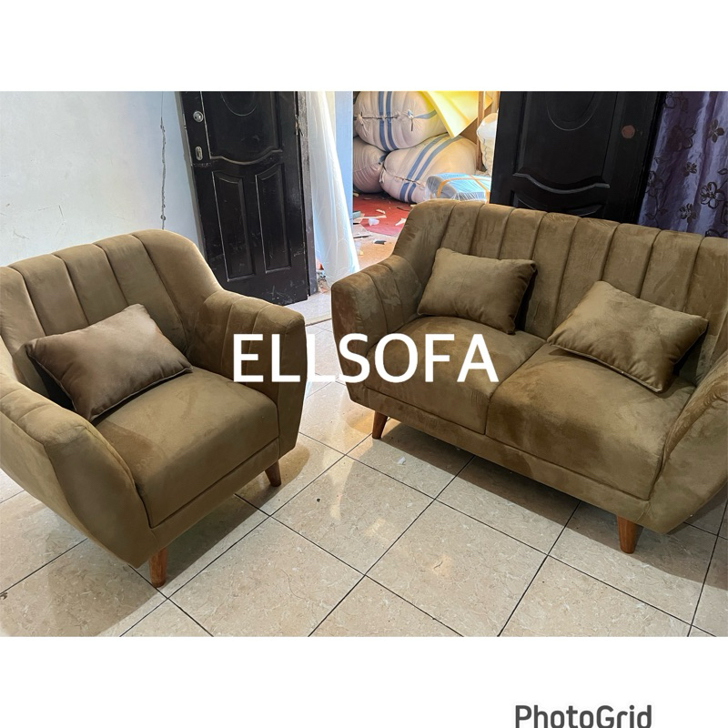 Sofa Minimalis Sofa Retro 2+1 free meja bulat