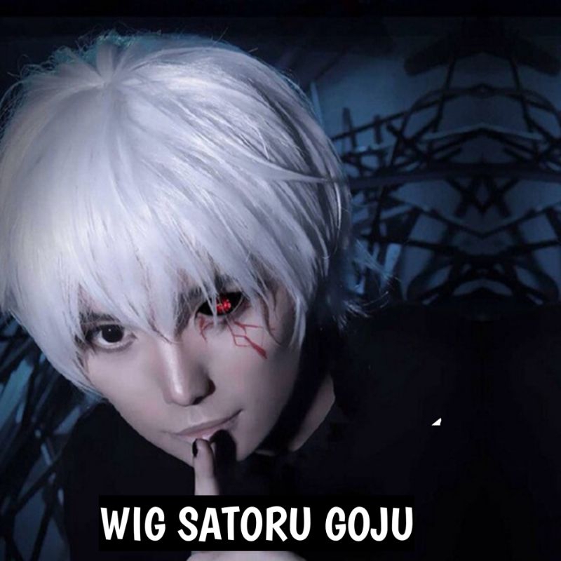Wig Rambut Pendek Warna Putih Wig Cosplay Warna Putih Pendek Rambut Palsu Warna Putih Pendek Wig Ani