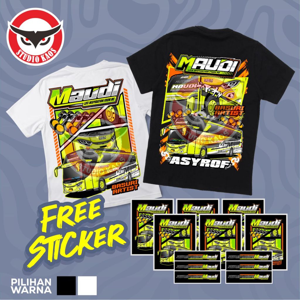 (free sticker)KAOS BUS MAUDI ASYROF JB3 POLLYCOTTON 24s