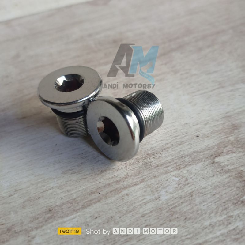 Baut Tutup as shok Shock Depan Yamaha Panjang Drat Jupiter mx Mio Vega chroom