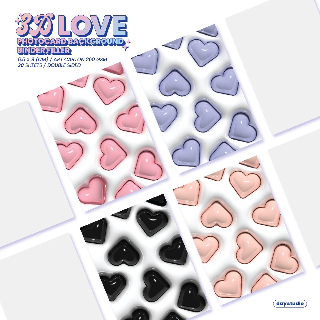 

[READY] Photocard Background Binder Filler ‘3D Love’