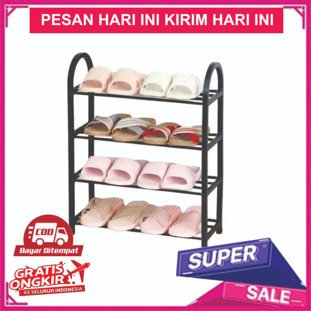 Rak Sepatu 4 Susun / Tempat Sepatu 4 Susun Rak Sandal - Rak Susun Sepatu Portable/ Rak Sepatu 4 susu
