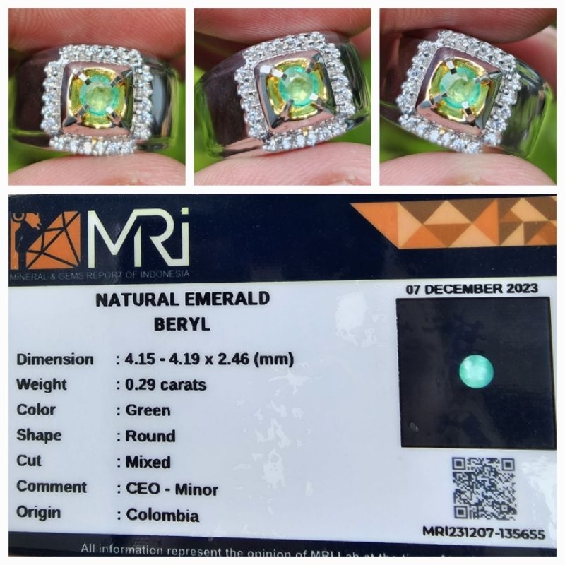 Natural Zamrud Emerald Colombia Minor Memo 0.29 crt