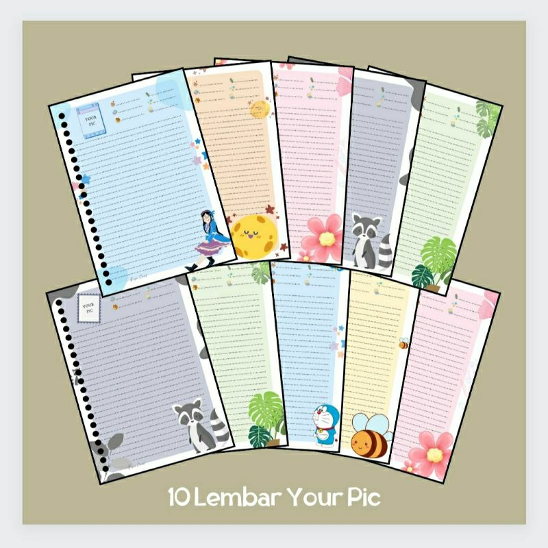 

Isi 10 Lembar Loose Leaf Full Color Motif Your Pic / Isi Binder Refill Ukuran A5 by Paper Noind