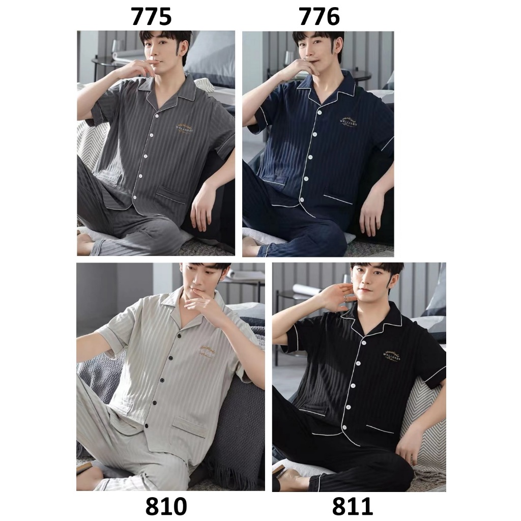 Piyama Pria Baju Tidur Pria Lengan Pendek Celana Panjang Polos