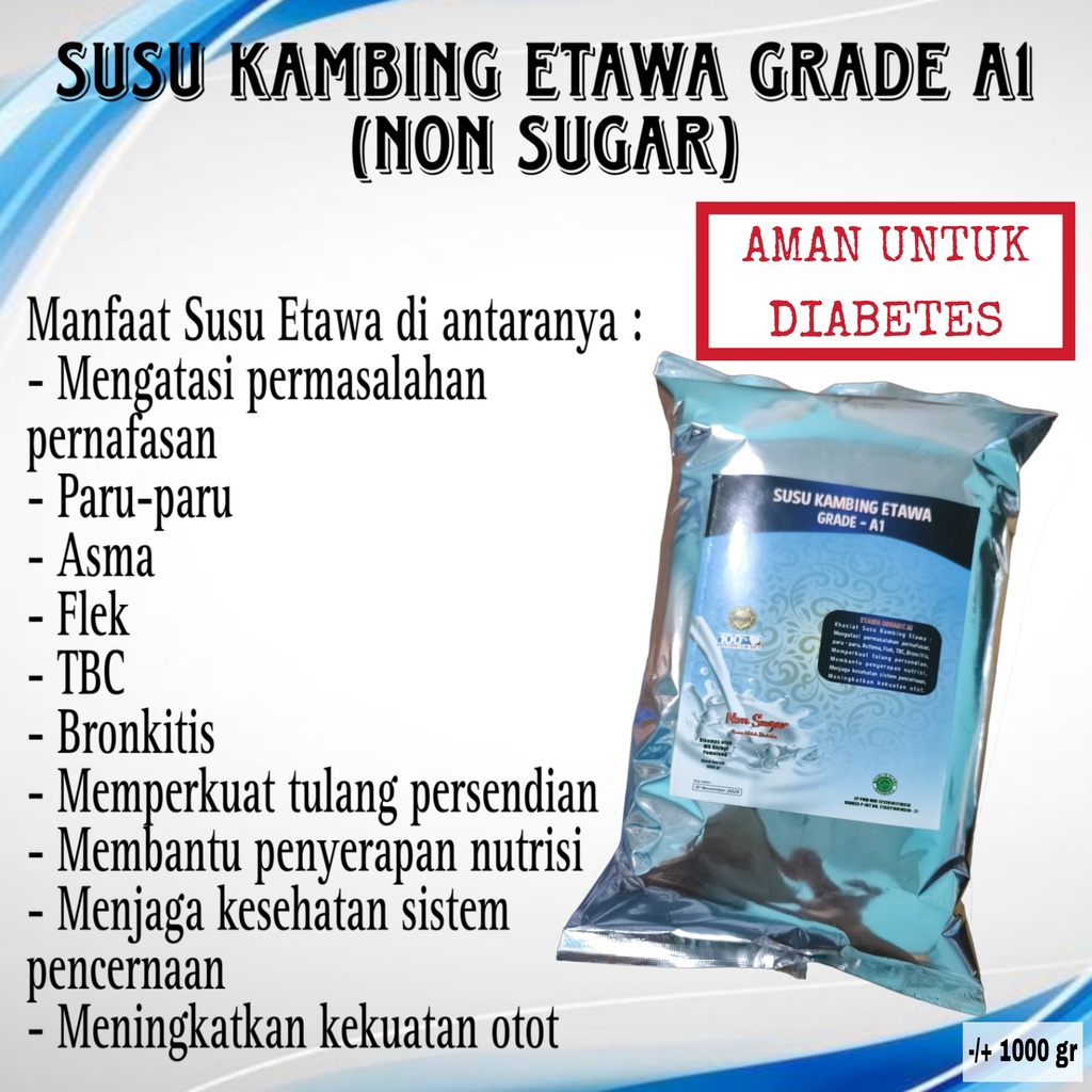 

1212 FLASH SALE SUSU KAMBING ETAWA GRADE A NON SUGAR 1KG AMAN UNTUK DIABETES