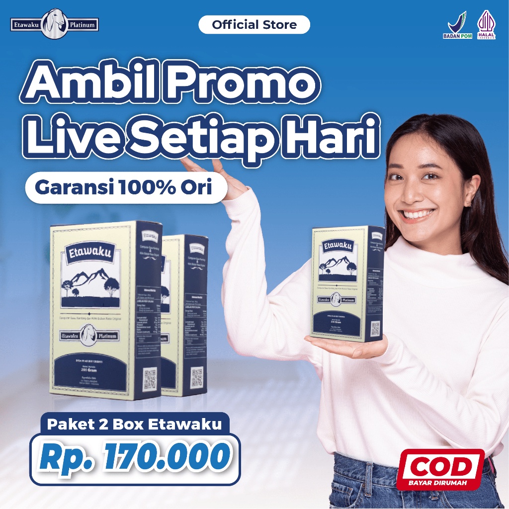 

Bisa COD Etawaku Platinum Susu Kambing Etawa Sembuhkan Nyeri Tulang Sendi dan Sesak Nafas 2 Box