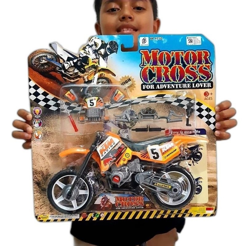 Mainan Moto Cross Rakit Besar - Miniatur Motor Trail Anak Laki Cowok