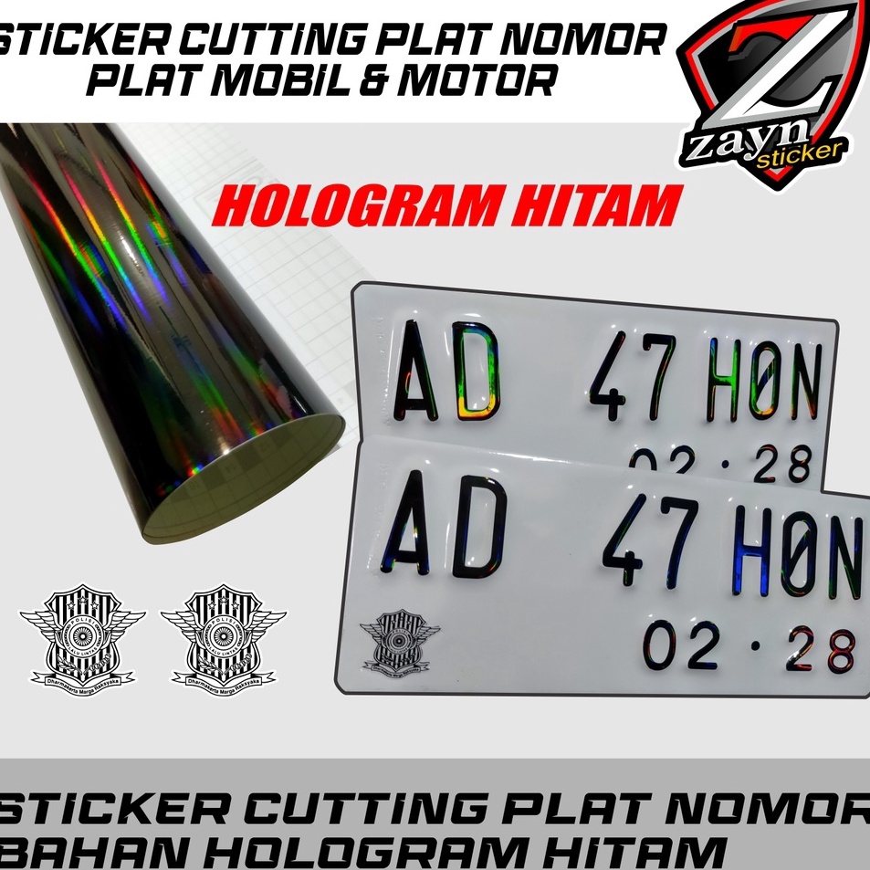 Kirim Langsung DWO STICKER STIKER CUTTING HOLOGRAM HITAM UNTUK PLAT NOMOR NOMER PUTIH MOBIL DAN MOTO