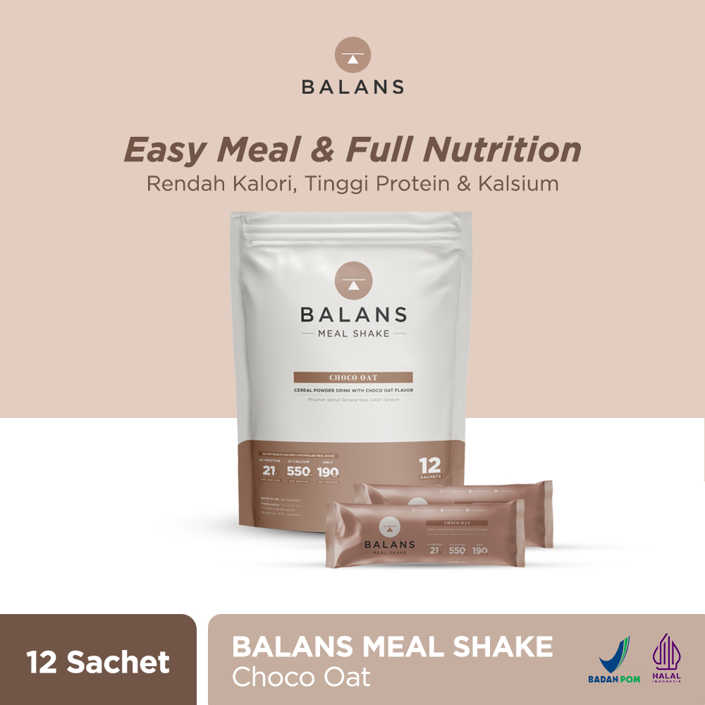 

Balans Meal Shake | Choco Oat | Susu Protein & Tinggi Kalsium Rendah Kalori | Trial 1 SACHET