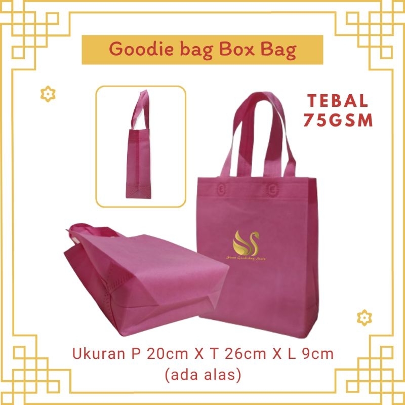 

RN (KODI 20 PCS) Goodie bag BB MINI 20x26x9 Box Bag tas promosi/ tas souvenir/ tas spunbond