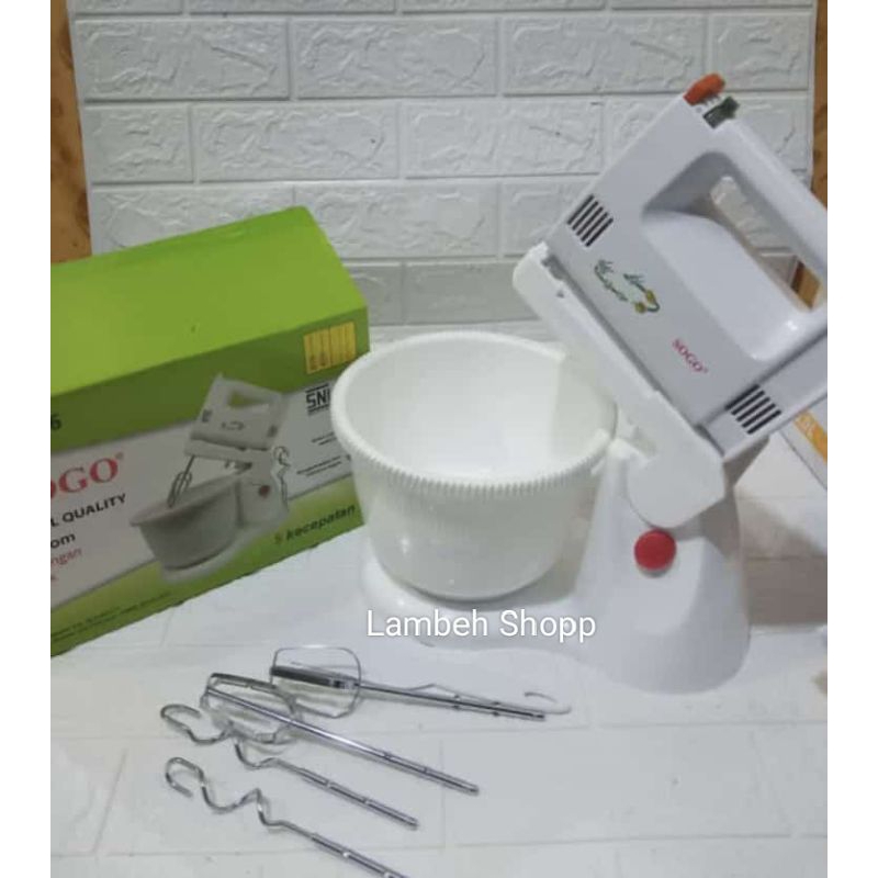 Mixer Sogo SG-1506 Stand Mix 5 Kecepatan Alat Adonan Kue Roti Dengan Mangkok Putar BATAM