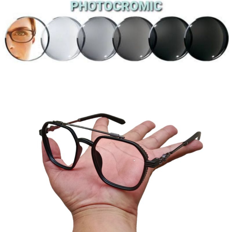 kacamata pria kacamata oversize ukuran besar lensa photocromic