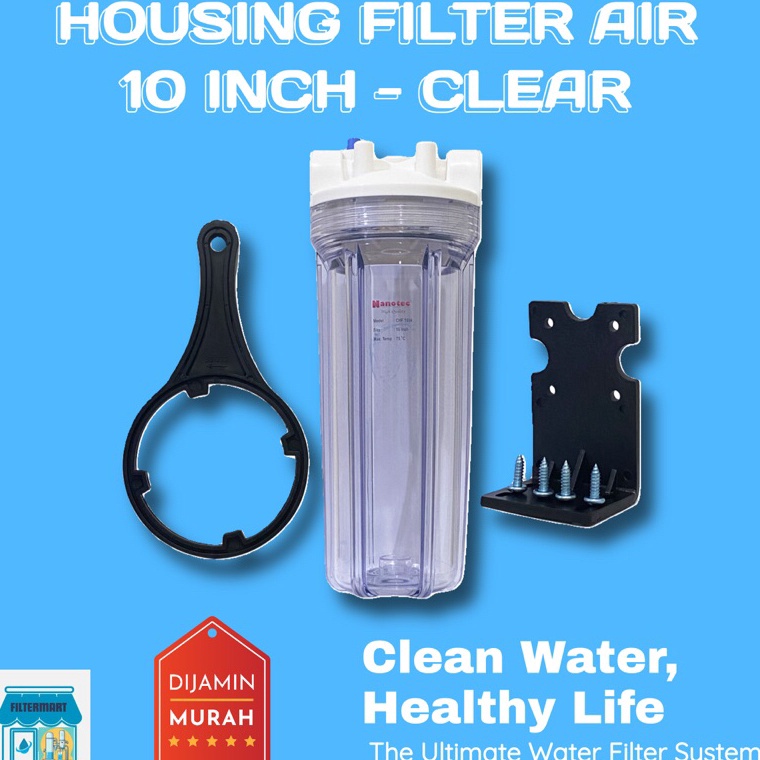 ZIb HOUSING FILTER AIR NANOTEC NANO 1 INCH 1 CLEAR BLUE BIRU DRAT 12 34 1  TABUNG FILTER KECIL