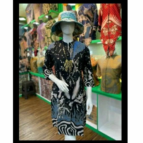 tunik batik hitam solo katun