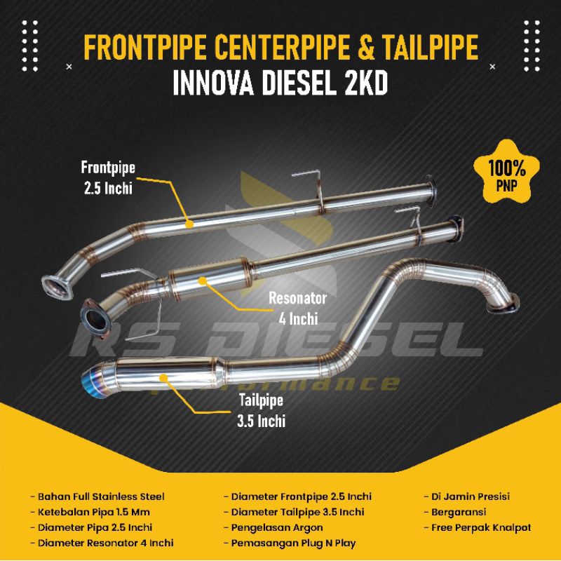 knalpot innova diesel full system non downpipe