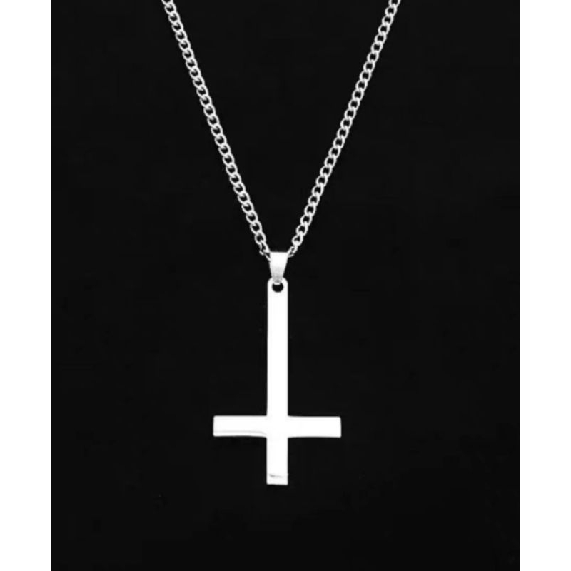 KALUNG SALIB JESUS TITANIUM MODEL TERBALIK PRIA WANITA MODEL POLOS ANTI KARAT KEREN GOOD QUALITY / K