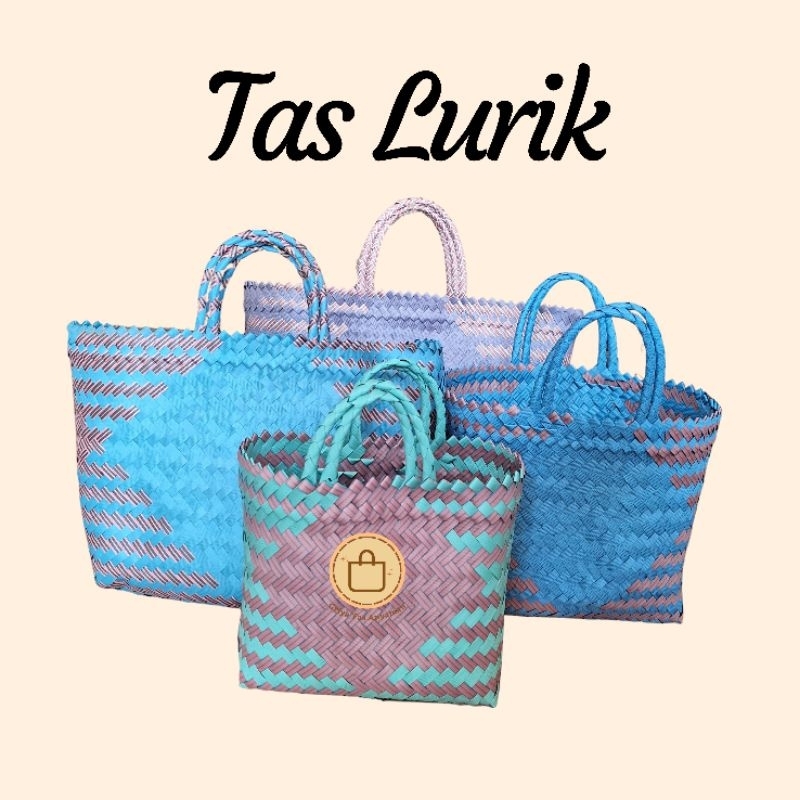Tas Anyaman Plastik Tempat Berkat Hajatan Kekinian Motif lurik Kombinasi Murah Awet