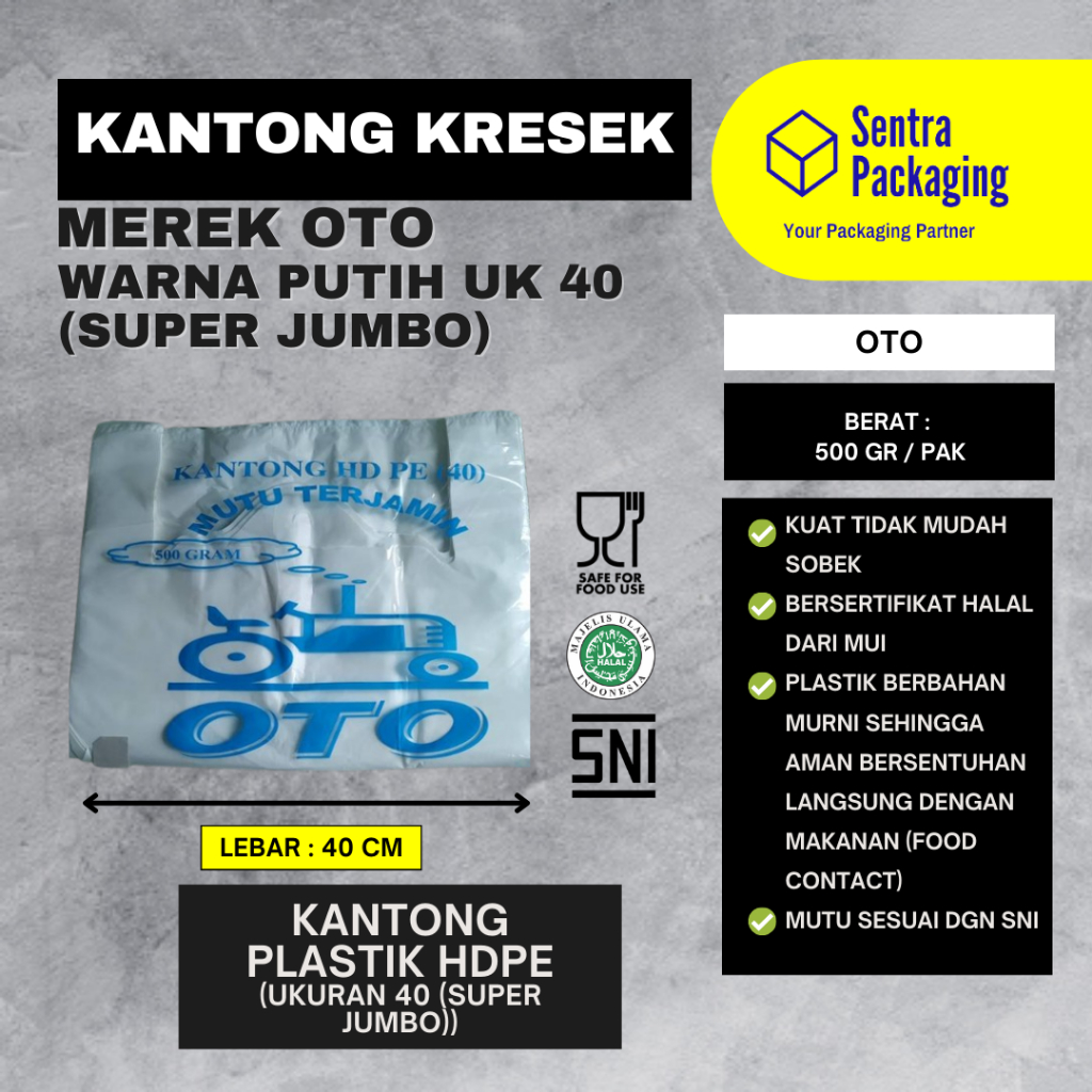 Kantong Plastik Kresek PUTIH SUSU Ukuran 40 (Uk Super Jumbo)