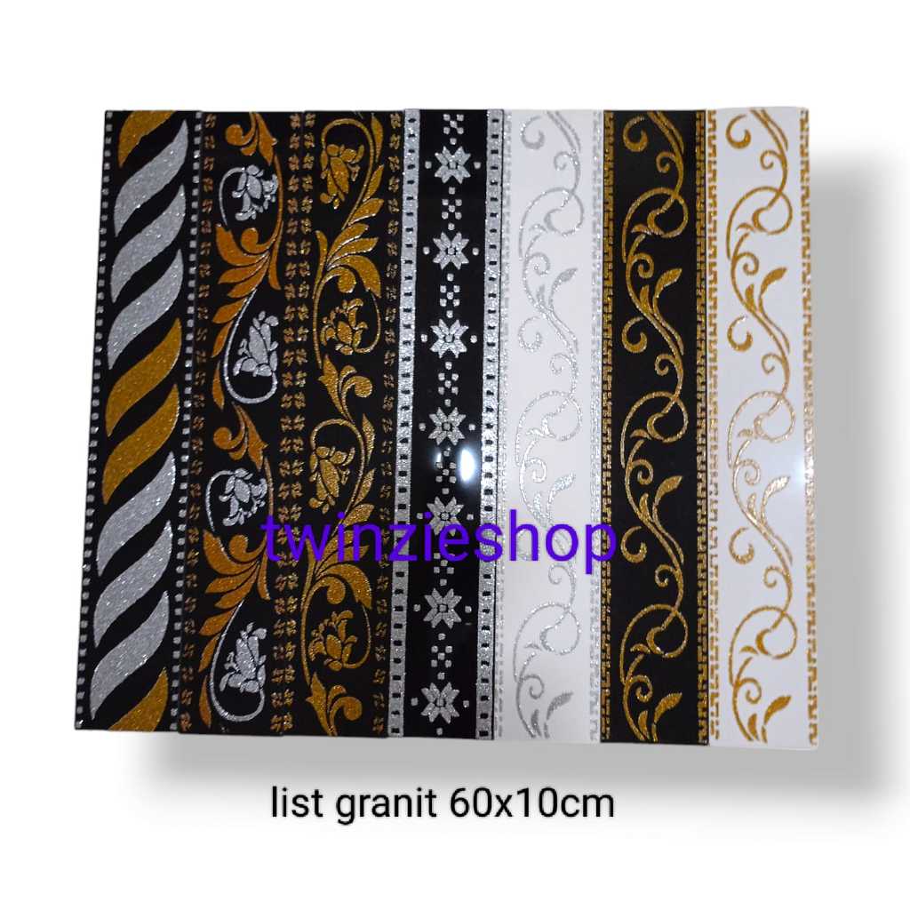Plin Lis Granit 10x60 Motif Bunga List Granit Plint Hiasan Dinding