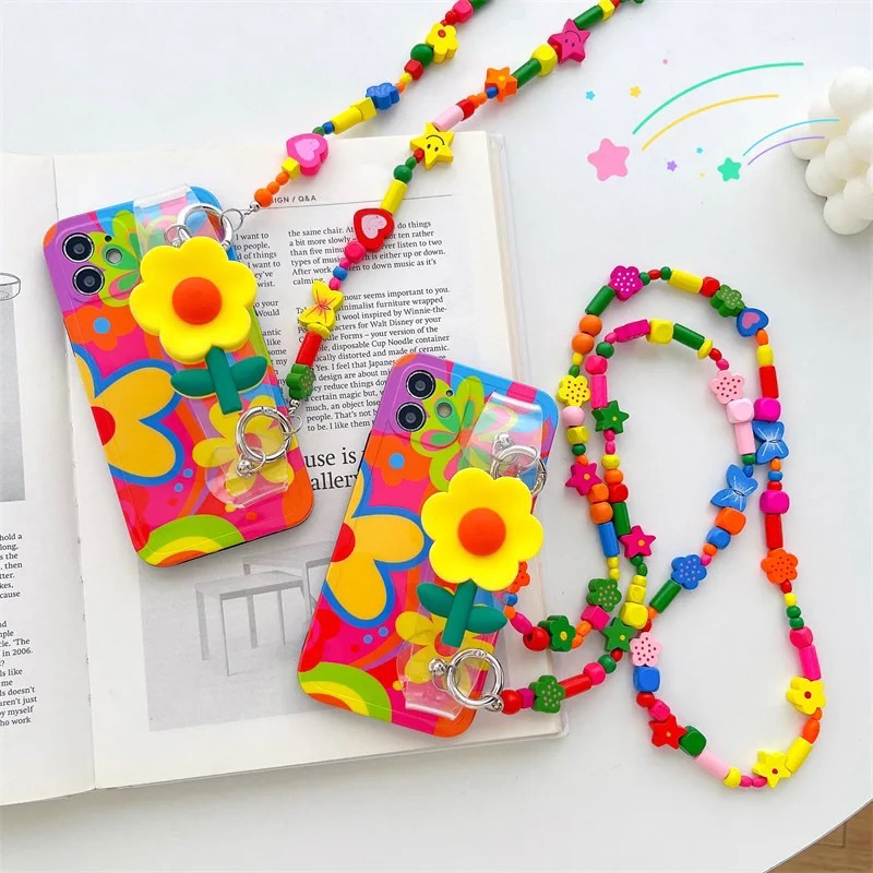 Flower Strap and Sling Case Lanyard Colorful