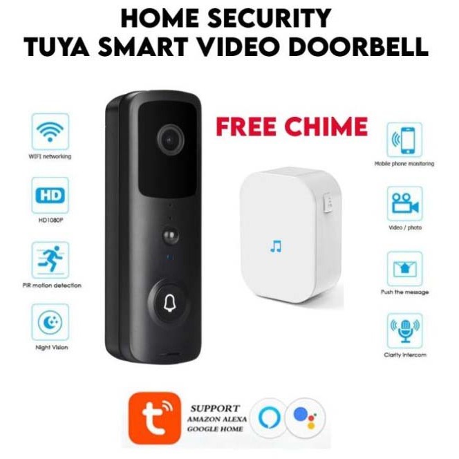 Bel Rumah dengan kamera Tuya waterproof smart doorbell door bell with camera wifi interkom speaker video