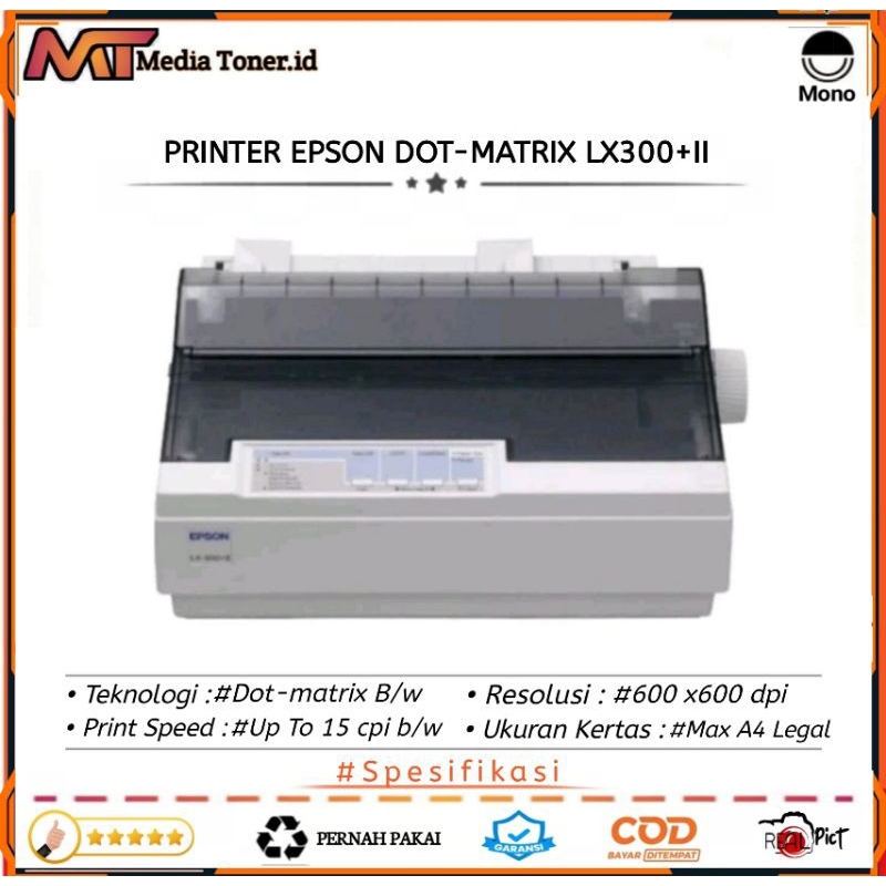 Printer Epson Dot-Matrix LX-300 +ll kertas 3 rangkap