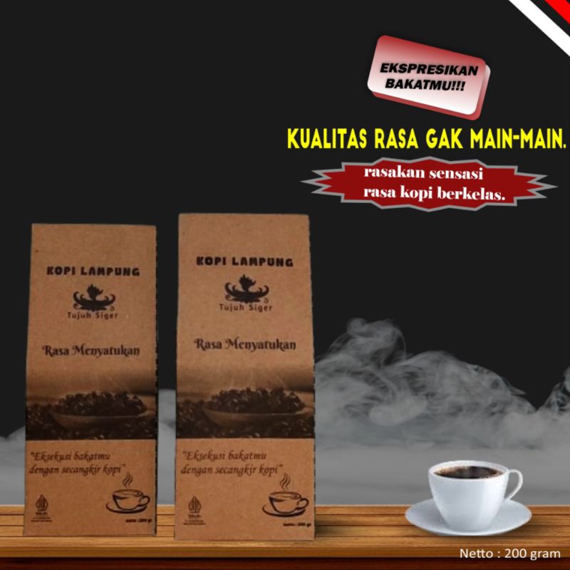 

Kopi Robusta Original Lampung, Kopi Lampung Tujuh Siger, 200 Gram