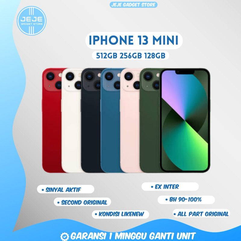 IPHONE 13 MINI 512GB 256GB 128GB FULLSET SECOND MULUS LIKENEW 100% ORIGINAL
