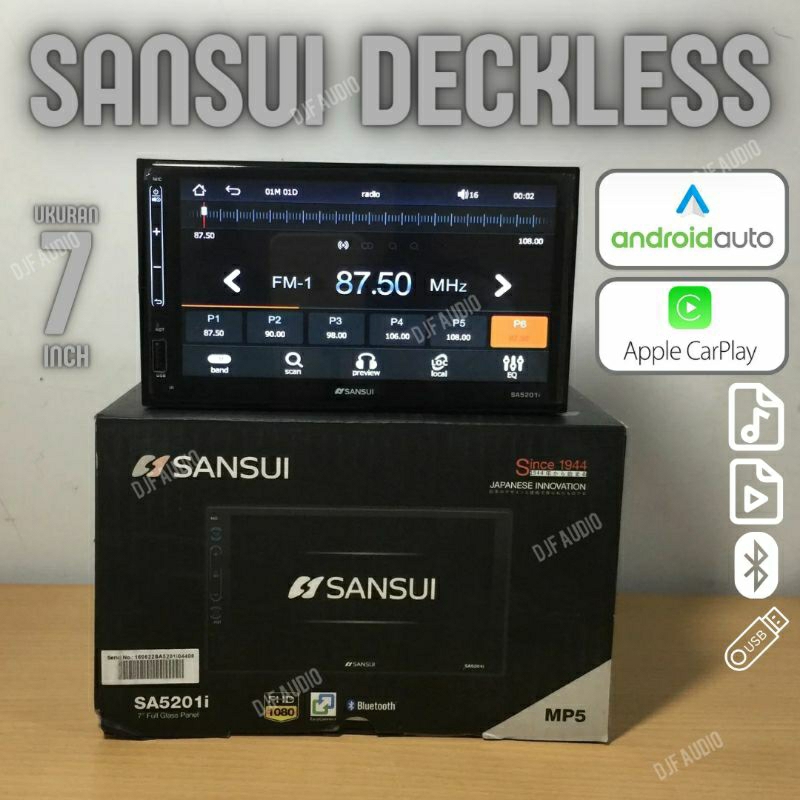Head Unit Double Din Deckless Sansui SA 5201i - 7 Inch - Deckless USB Bluetooth - Car Play - Android