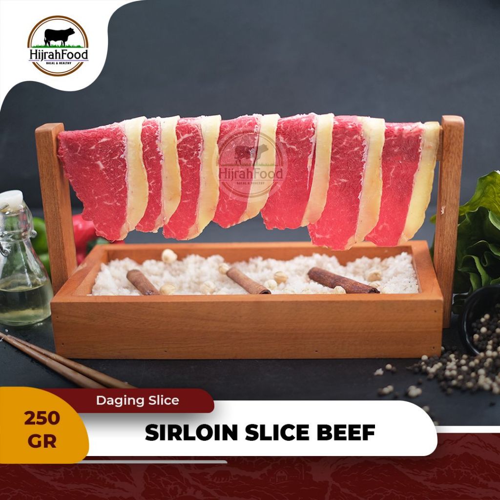 

Hijrahfood Slice Beef Sirloin AUS Daging Sapi Iris Sukiyaki Shabu 250gr