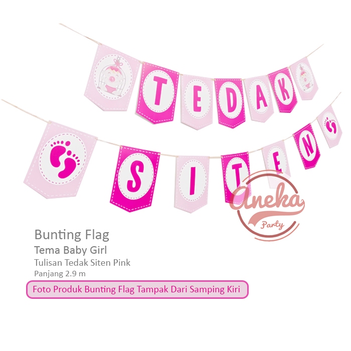 banner tedak siten pink / bunting flag tedak siten / banner tasyakuran girl