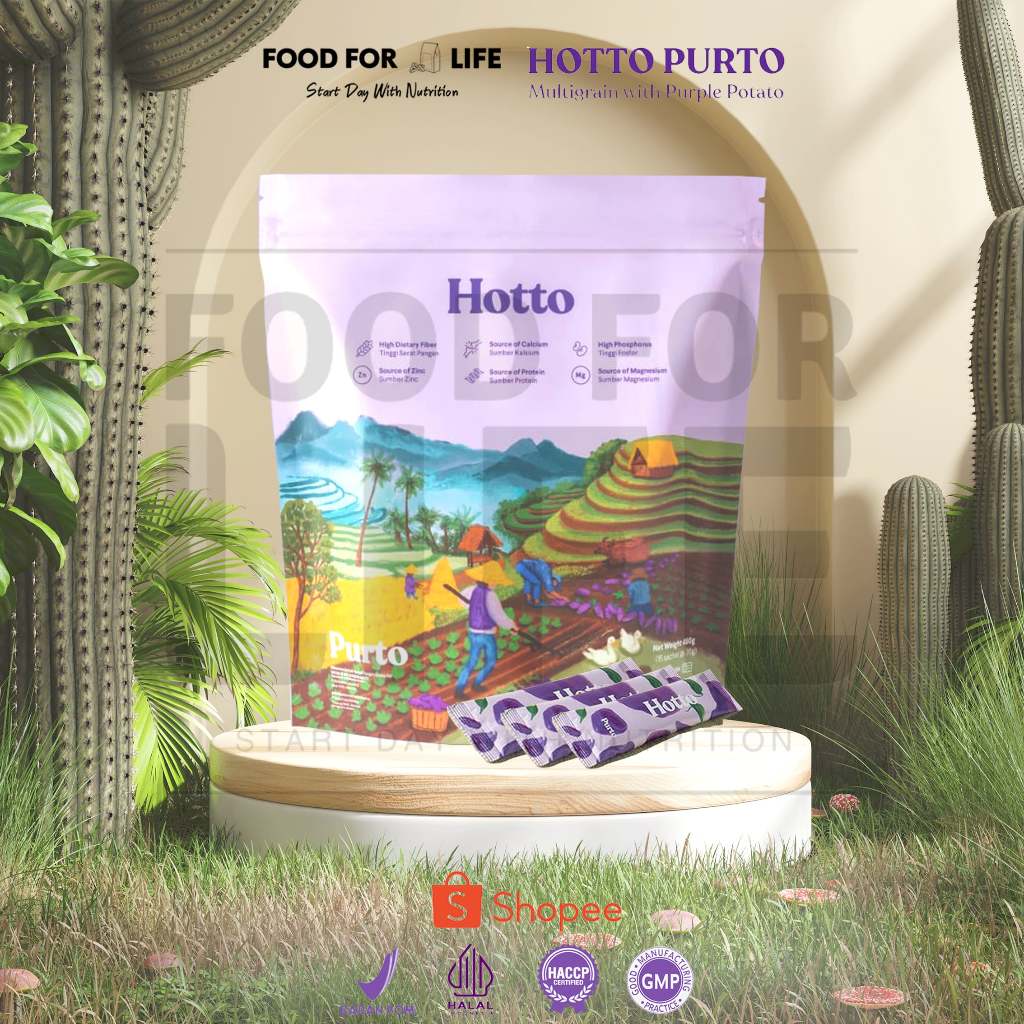 

HottoPurto Hotto Purto Sereal Minuman Multigrains Purple Potato 16 Sachets Food For Life UMKM Indonesia [COD]