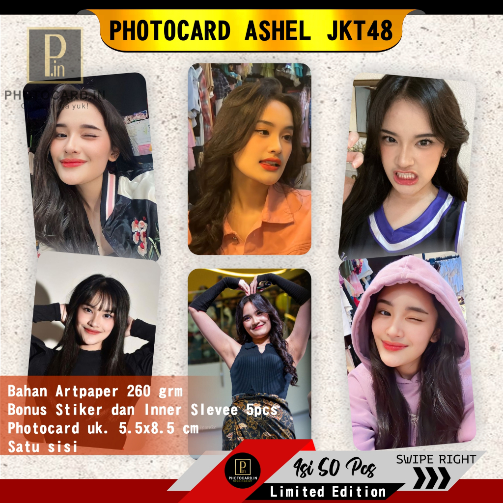 Photocard Adzana Shaliha (Ashel JKT48) isi 50 pcs (Free Stiker dan Inner Slevee 5pcs) | Bisa Cod, Li