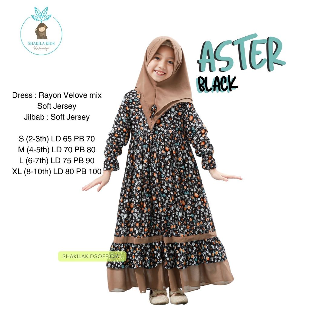 Shakila Kids Gamis Anak Rayon Twill Premium | Gamis Anak Perempuan Umur 2 - 10 Tahun | Gamis Anak Fr