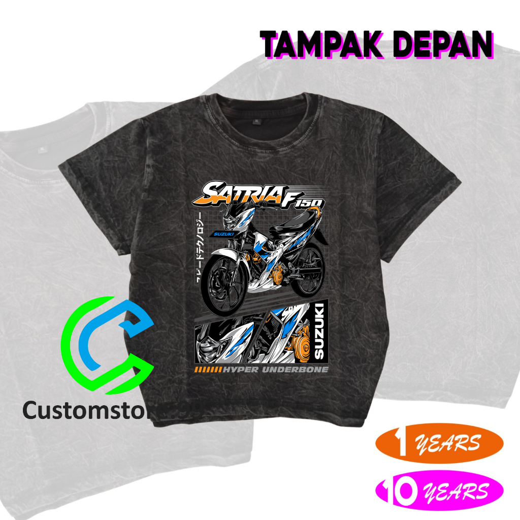 Baju Kaos Anak WASHED Motif Motor Satria F150 FU Terbaru FREE NAMA