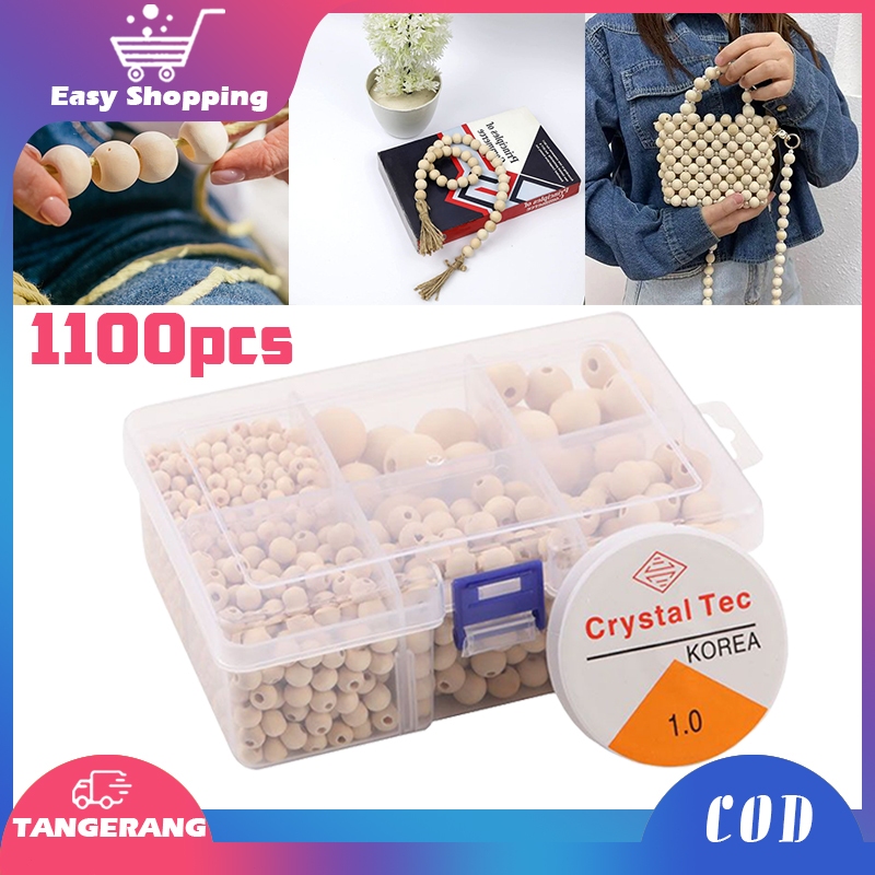 1set Bola Kayu Manik Kayu Natural Manik Manik Kayu Bulet Manik Kayu Bulat