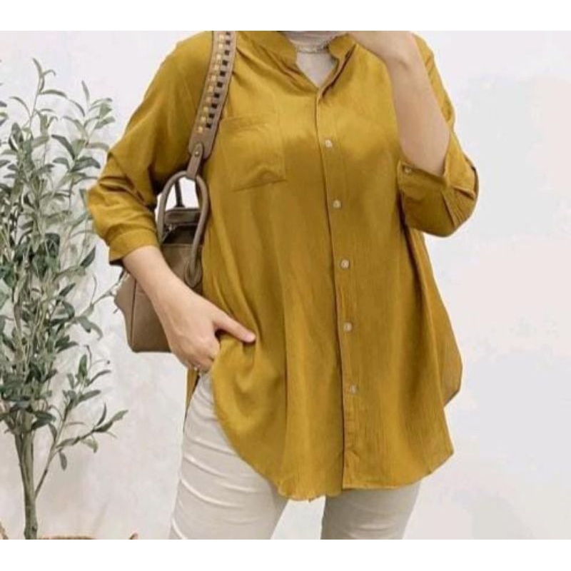 Shakila Blouse - Kemeja Polos Shakila Premium - Blouse V Neck