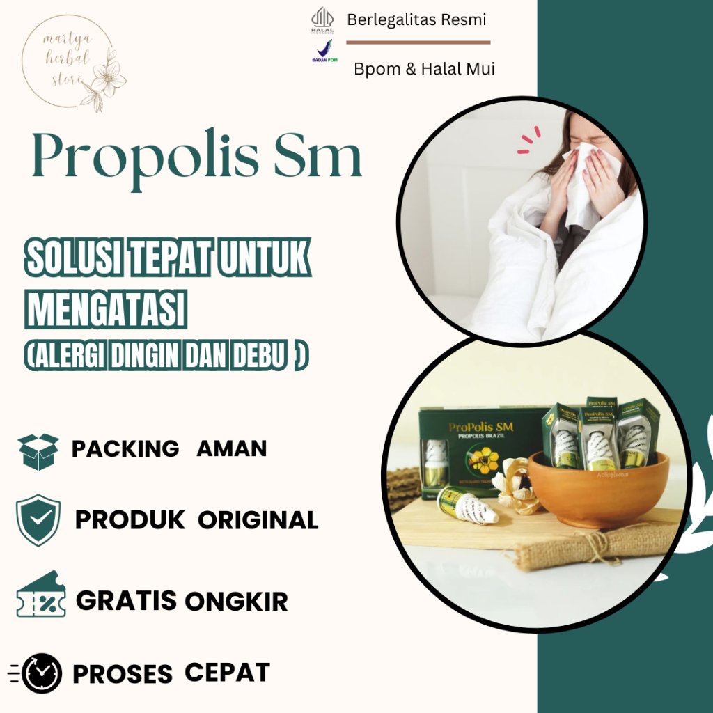 Propolis Sm Obat Herbal Alergi Dingin Dan Debu, Obat Alergi Rhinitis, Obat Hidung Gatal Tersumbat, O
