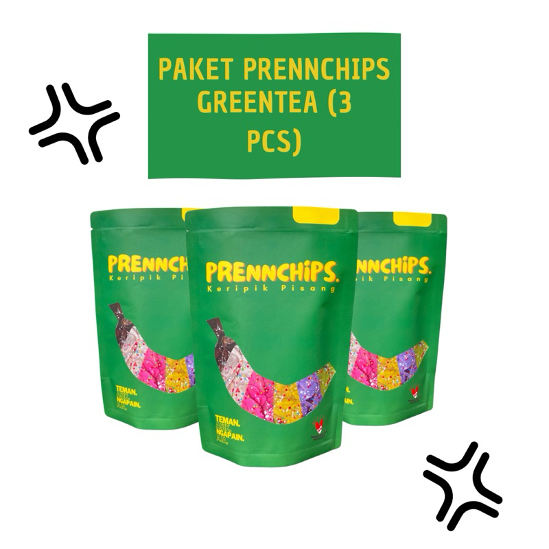 

PRENNCHIPS paket 3pcs GREENTEA | Keripik pisang lumer dengan bumbu tebal dan nikmat