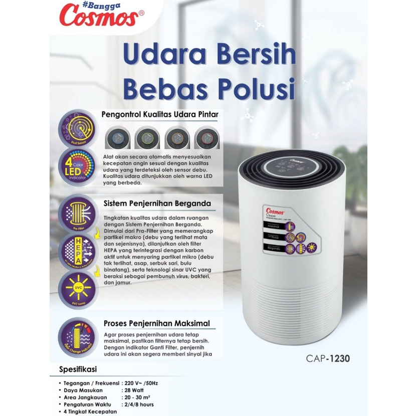 Cosmos Air Purifier CAP 1230 dengan UVC