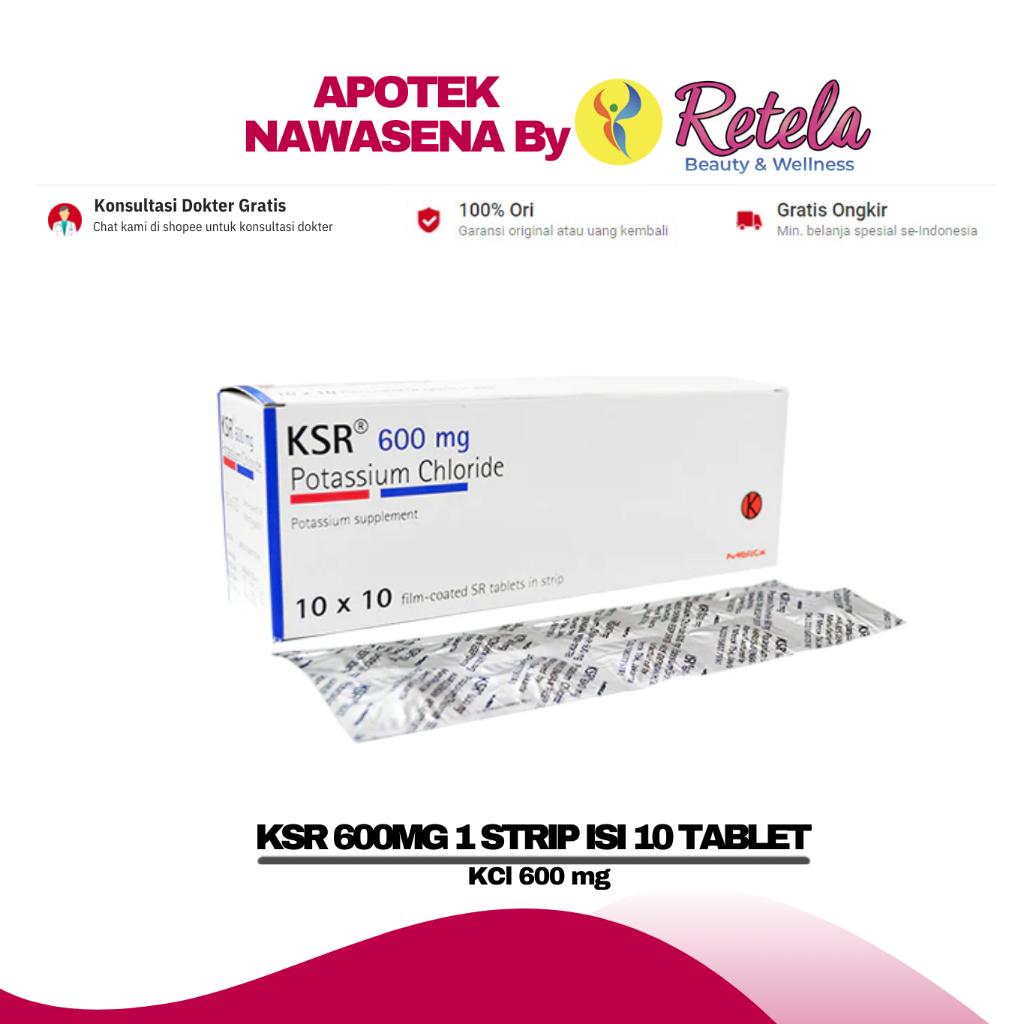 KSR 600MG 1 STRIP 10 TABLET ( KCl 600 mg )
