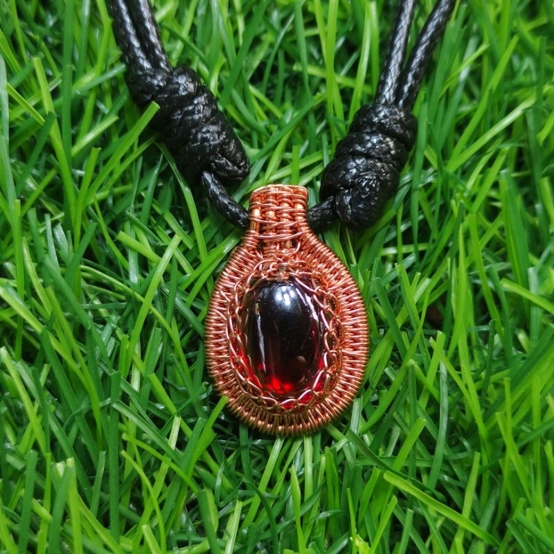 kalung etnik liontin batu akik merah Siam bangkok