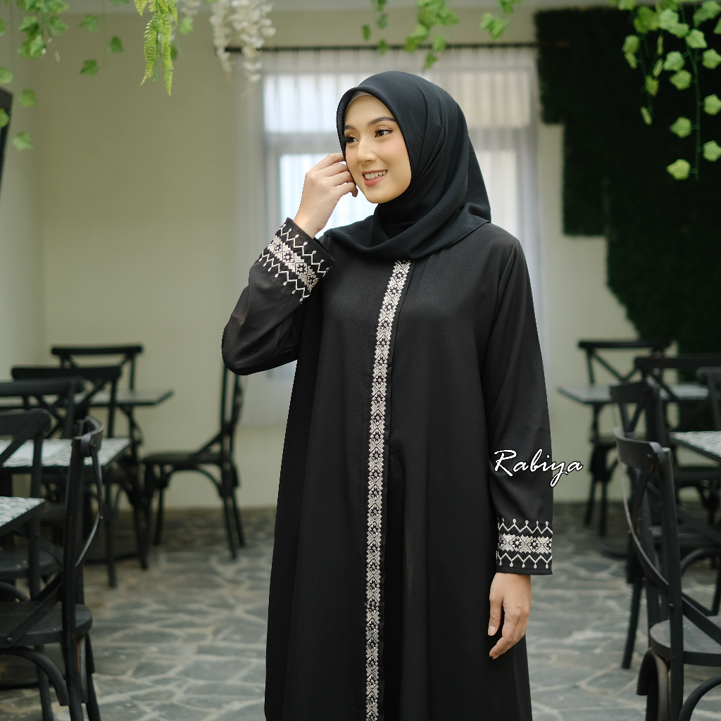 Abaya Bordir Gamis arab Hitam Abaya hitam turkey bordir