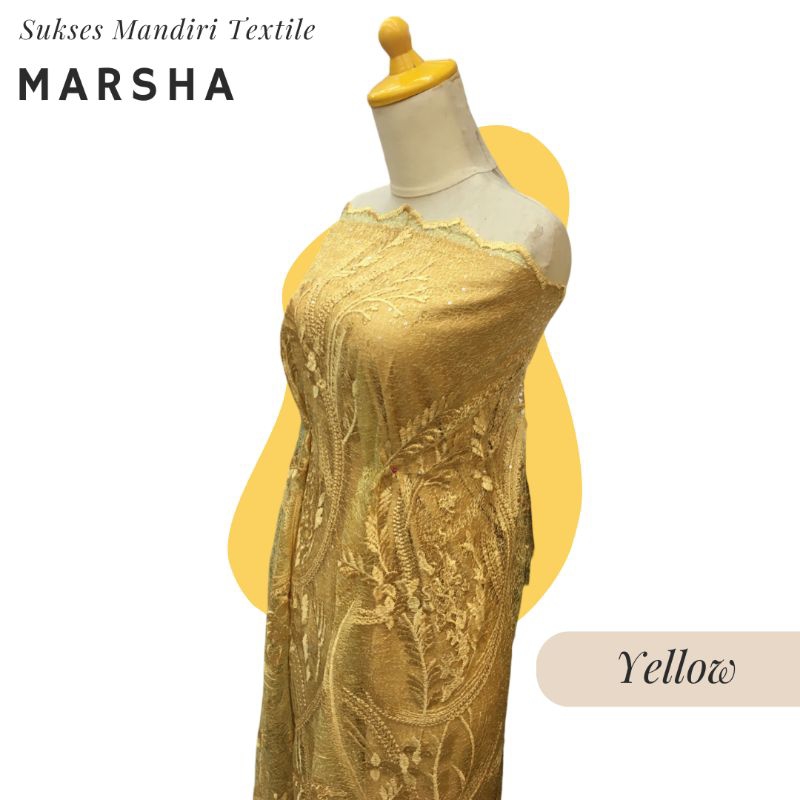 [MARSHA] Yellow, Kuning Brokat Cantik dan Elegan | Lebar bahan : 130 cm | Harga per 1/2 meter = 50 c