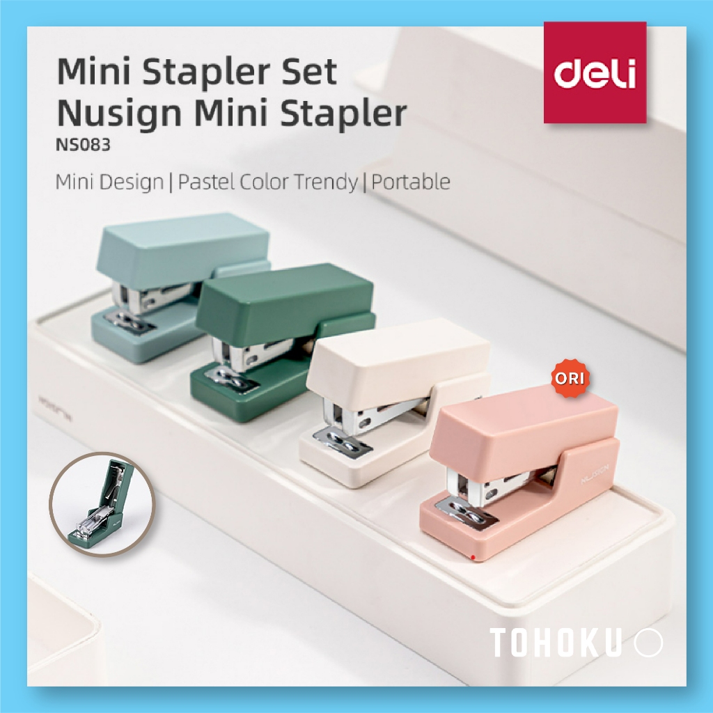 

Nusign Stapler / Stapler Mini Kapasitas Kertas 12 lembar 4 Warna Free Refill NS083-X